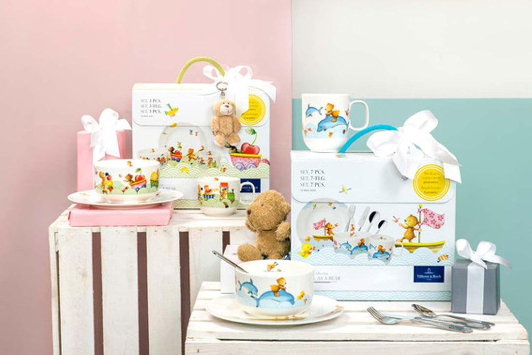 Villeroy &amp; Boch Hungry as a Bear Essen-Set mit Löffel 3-teilig – Kinderteller &amp; Airplane-Breilöffel