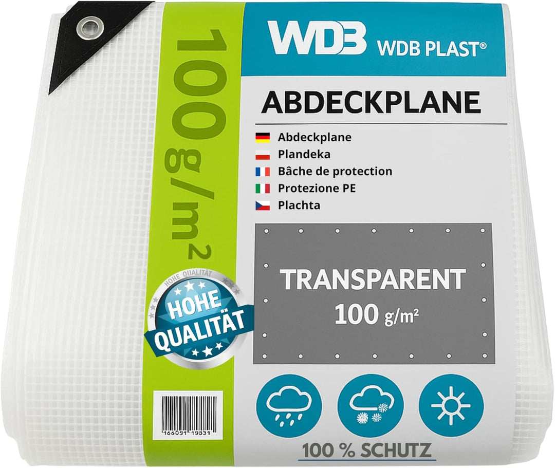 Plane Abdeck-Plane Wasserdicht Gewebe-Plane mit Ösen - Tarp - Schutzplane für alle Wetterbedingungen