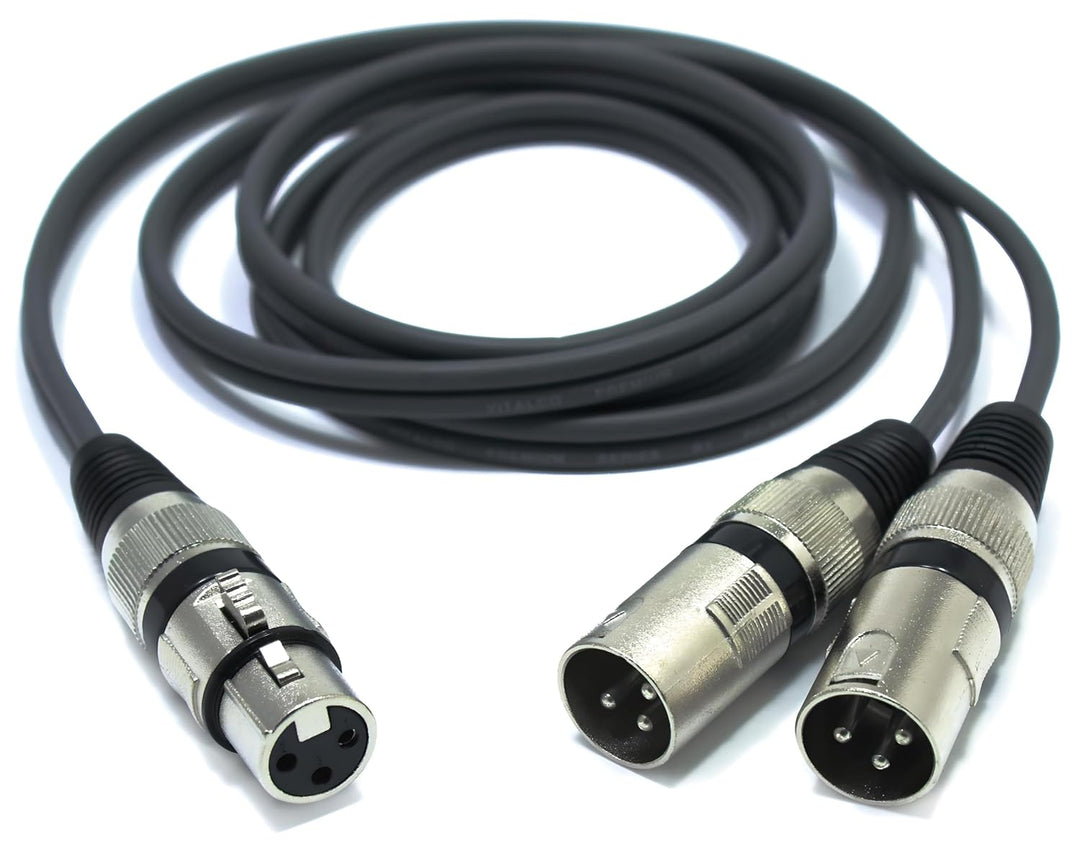 XLR Splitter 1.5m Audio Adapter Buchse auf 2x XLR Stecker 3 Polig Splitterkabel Y-Kabel Vertailer We