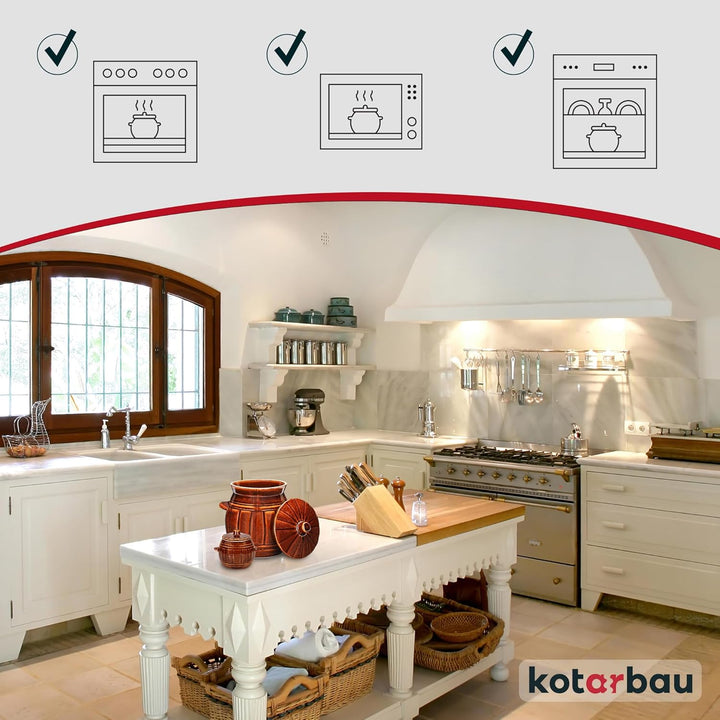 KOTARBAU® Gärtopf Steinguttopf 1 L Sauerkrauttopf Gurkentopf mit Deckel Einmachtopf Keramiktopf Stei