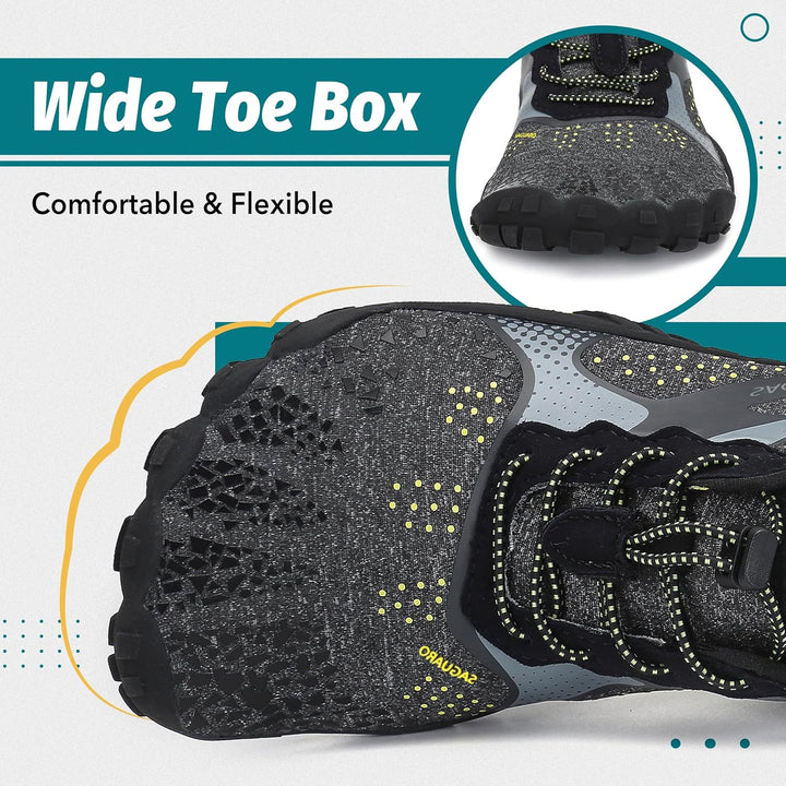 SAGUARO Unisex Barfussschuhe Outdoor Zehenschuhe mit Breite Zehenbox & Zero-Drop Sohle Gr.36-48 36 E
