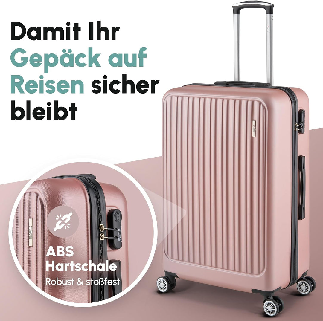Easy Move ABS Hartschalenkoffer [ERGONOMISCH &amp; SICHER] - Grosser Trolley Koffer mit 360° Rädern, Zah