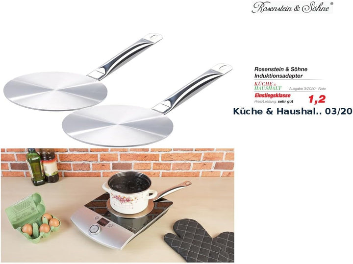Rosenstein & Söhne Induktionsadapter-Platte: 2er-Set Universal-Adapterplatten für Induktions-Kochfel