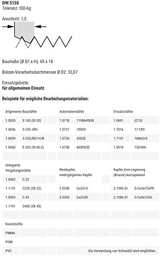 BAER Schneideisen G 1" x 11 - HSS Gewindeschneider - Rohrgewinde - Aussengewindeschneider - Gewindes