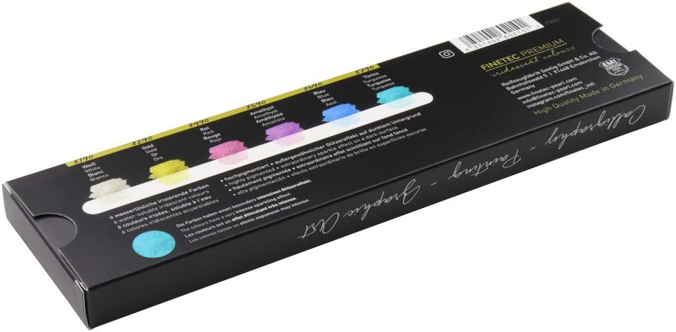 Finetec F8001 Metallfarbkasten, 6 irisierende Premium High Sparkle“, 6 Farben, 1 Stück (1er Pack)