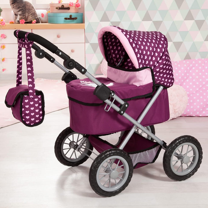 Bayer Design - 13037AA Puppenwagen Trendy, höhenverstellbar, zusammenklappbar, mit Umhängetasche und