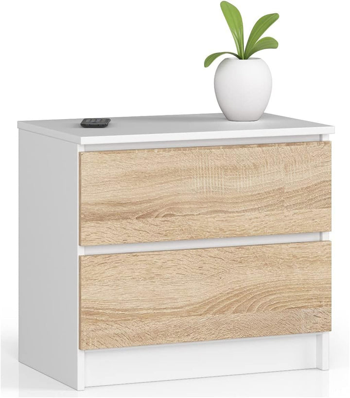 AKORD Kommode K60 mit 2 Schubladen | für das Wohnzimmer Schlafzimmer Schrank Büro Arbeitszimmer | Mo