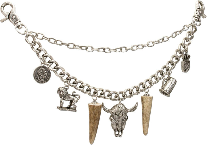 Alpenflüstern Trachten-Charivari Stierkopf - Hochwertiger Herren-Trachtenschmuck mit Trophäen-Anhäng