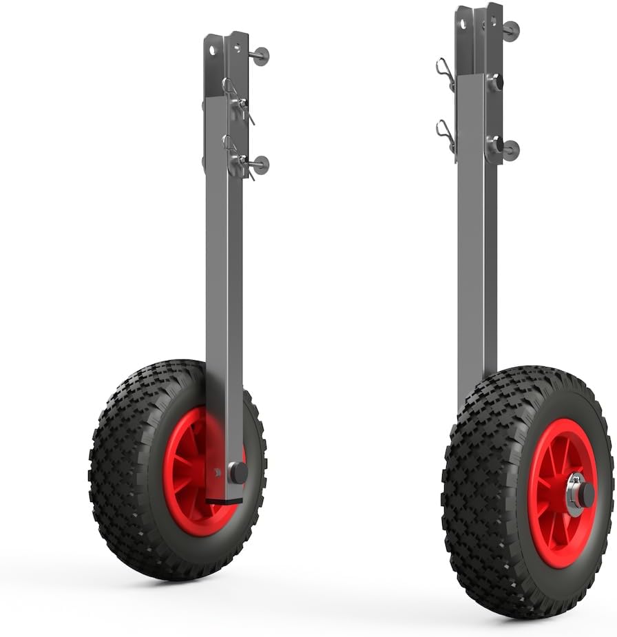 SUPROD Heckräder Slipräder Schlauchbooträder Transporträder klappbar Edelstahl ET200 schwarz/rot, sc