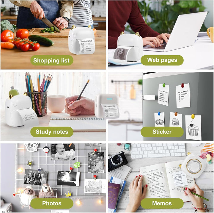 Mini Drucker Tragbarer Wireless Fotodrucker Thermodrucker Mini Fotodrucker für Smartphone Sticker Dr