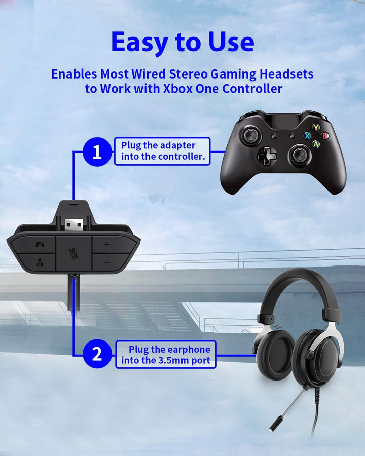 Stereo-Headset-Adapter für Xbox, Xbox Headset-Adapter, AOLION Xbox Mic Adapter, Xbox Controller Head