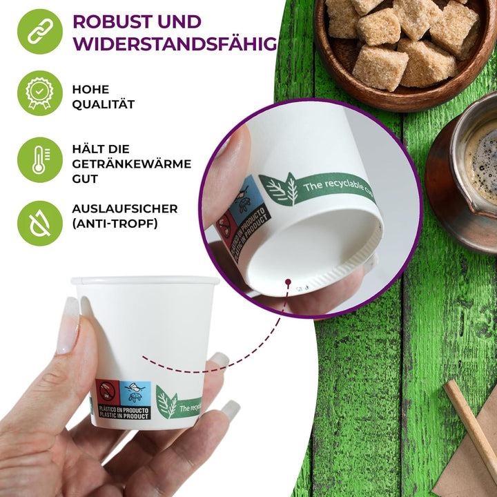GoBeTree 400 Einweg-Kaffeebecher aus weissem Karton 120 ml, Einweg-Kaffeebecher aus weissem Karton m