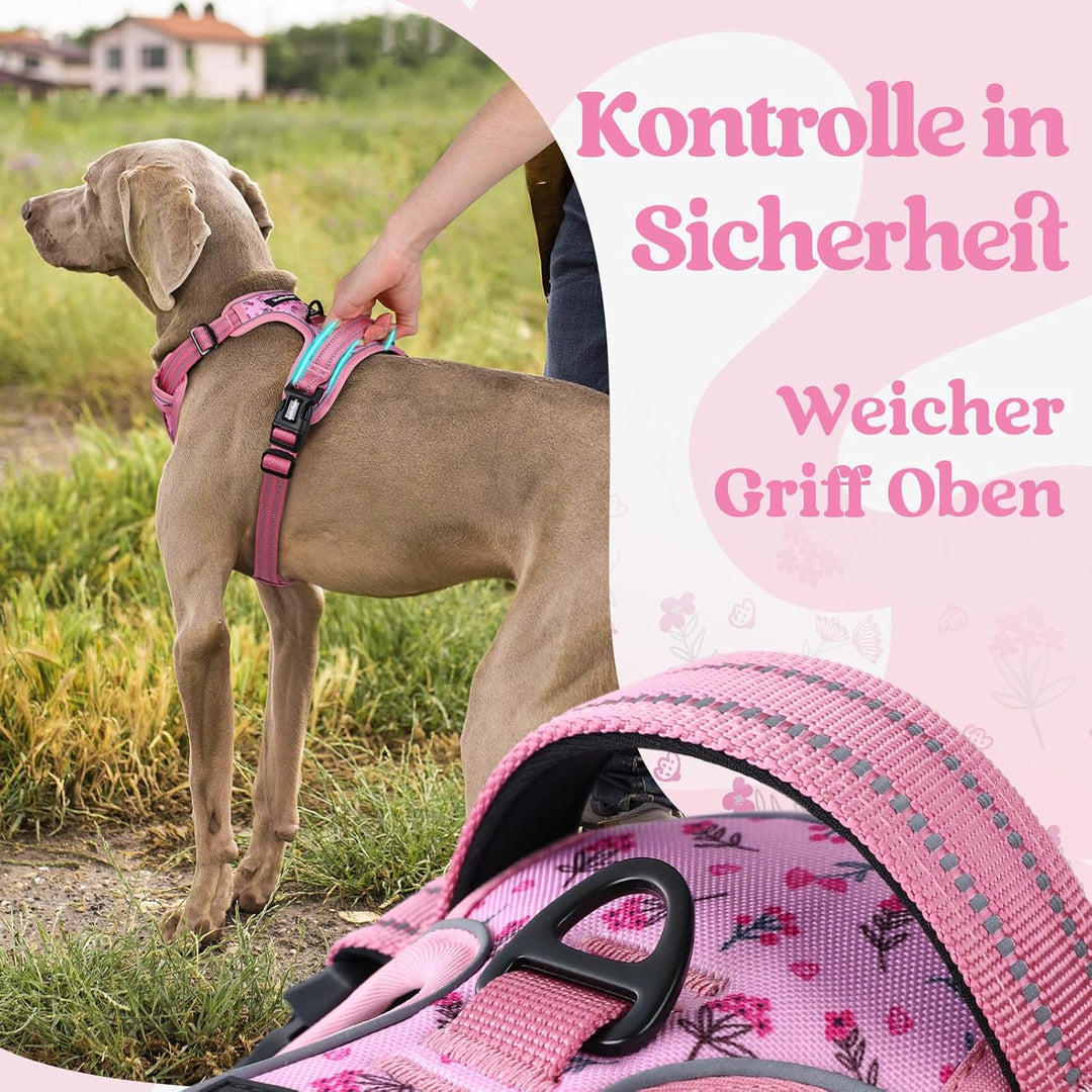 rabbitgoo Hundegeschirr Grosse Hunde, Verstellbare Geschirr Hund ohne Zug & Würgen, Anti Zug Hundege