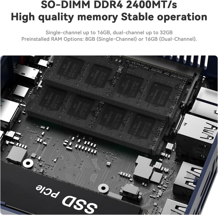 Beelink SER5 Mini-PC mit AMD Ryzen 5 5500U (6C/12T, bis zu 4,0 GHz), 16GB SO-DIMM DDR4 + 500GB M.2 N