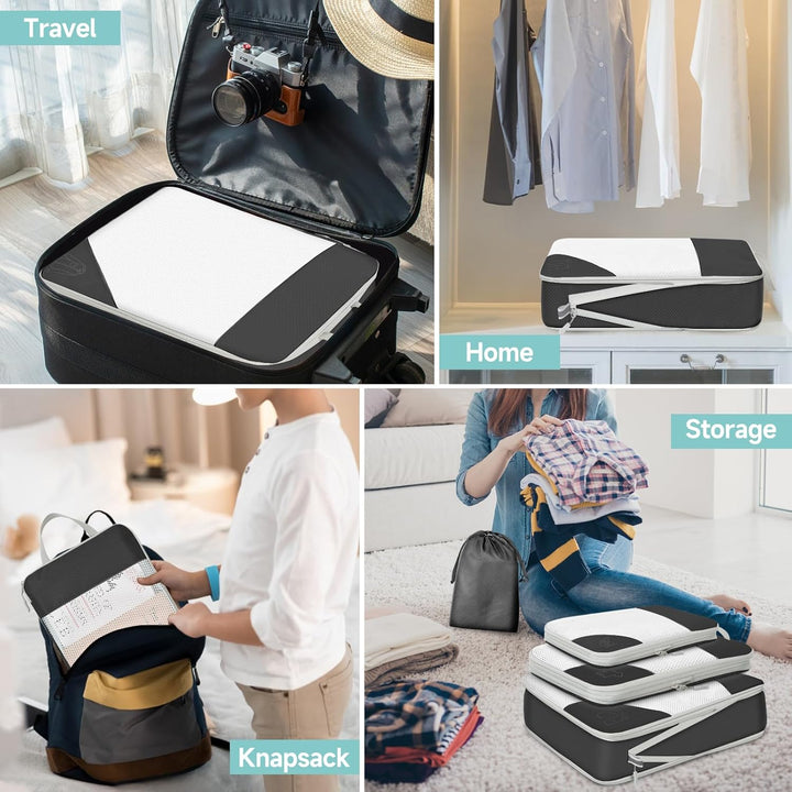 Packwürfel Set 10 Teilig Compression Packing Cubes,Platzsparendes Koffer Organizer für Travel Essent
