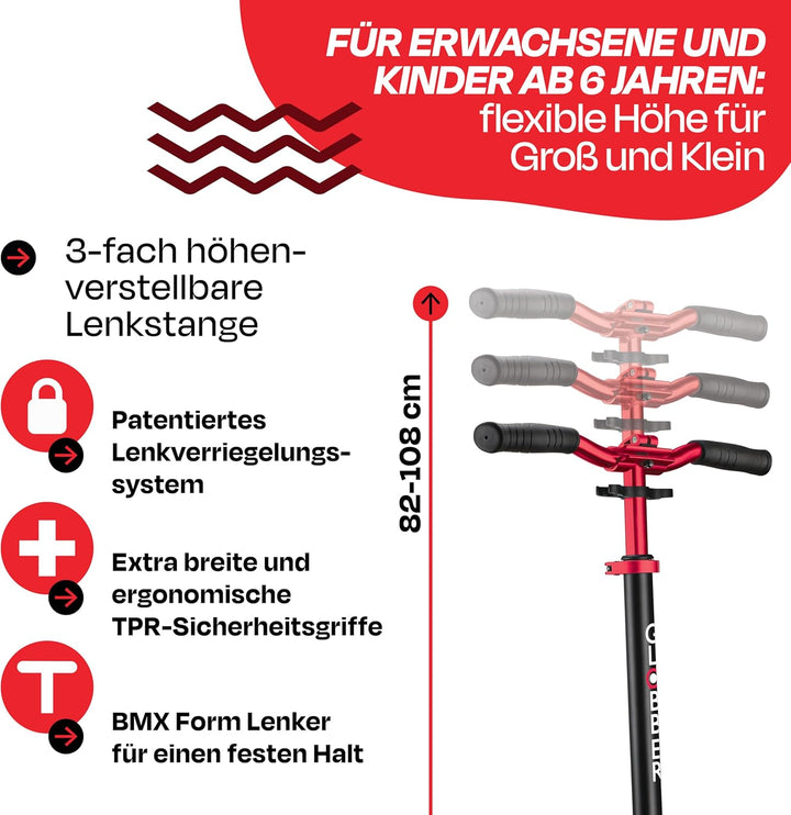 GLOBBER NL 205 Roller – Tretroller Kinder ab 8 Jahre, Teens und Erwachsene - Scooter 205 mm - ABEC 7
