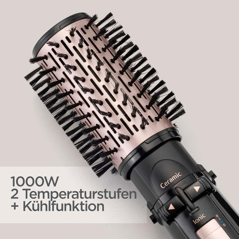 BaByliss rotierende Warmluftbürste mit 1000 Watt und 4 Aufsätzen zum Trocknen, Glätten, Formen und f