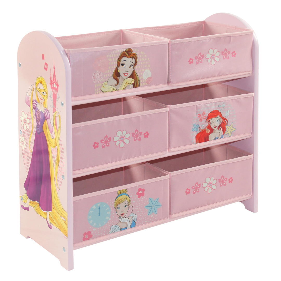 Disney Princess Storage Unit in Pink with 6 Storage Boxes for Kids Princess Light Pink, Princess Lig