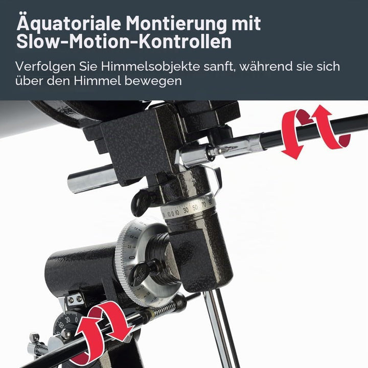Celestron 21045 PowerSeeker 114EQ Spiegelteleskop - mit Zwei Okularen, Einer Barlow-Linse, höheneins