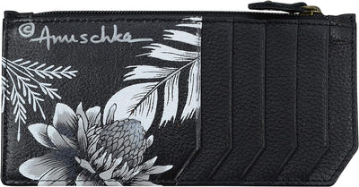 Anuschka Hand Painted Leather Women's Rfid Blocking Card Case With Coin Pouch, RFID-Schutzetui, Lede