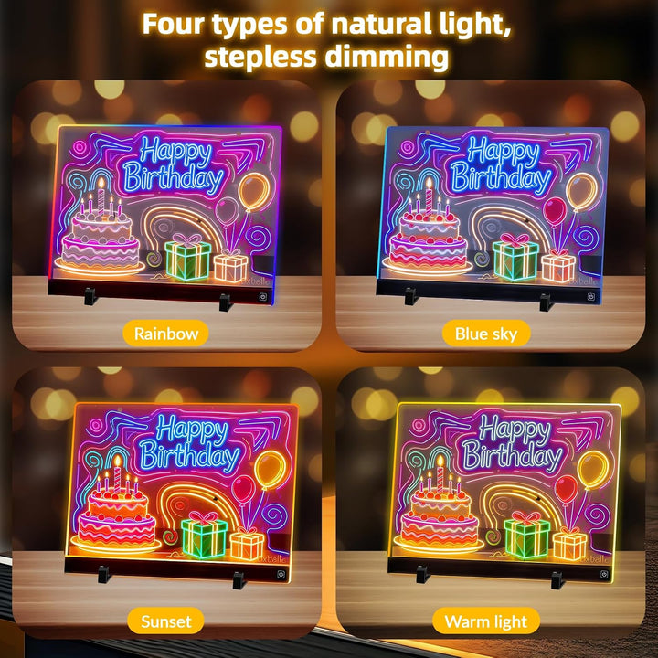 Sprifityy LED Notiztafel mit Farben,LED Zeichenbrett,35x26 cm,4 Licht Modi