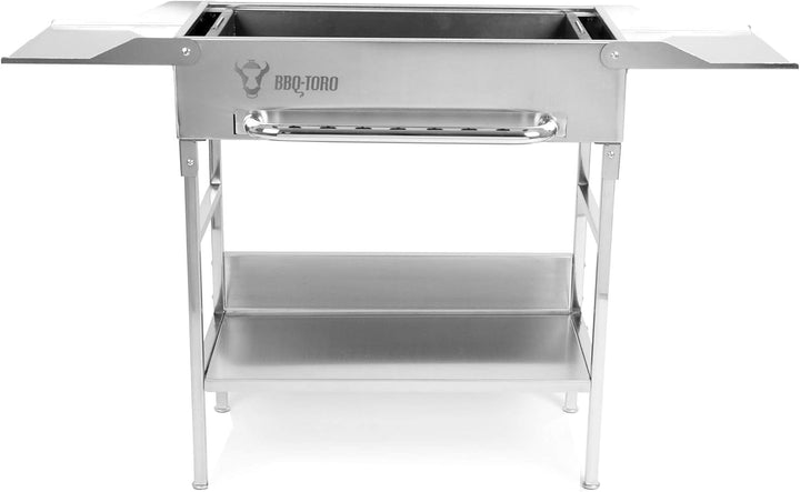 BBQ-Toro Grilltisch mit elektrischem Spiessdreher und Grillrost | Edelstahl Grill mit Drehspiess Auf