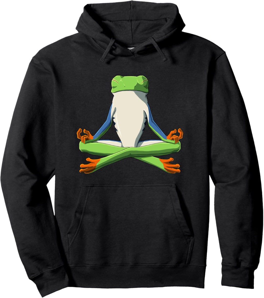 Witziges Yoga Rotaugenlaubfrosch Frosch Pullover Hoodie