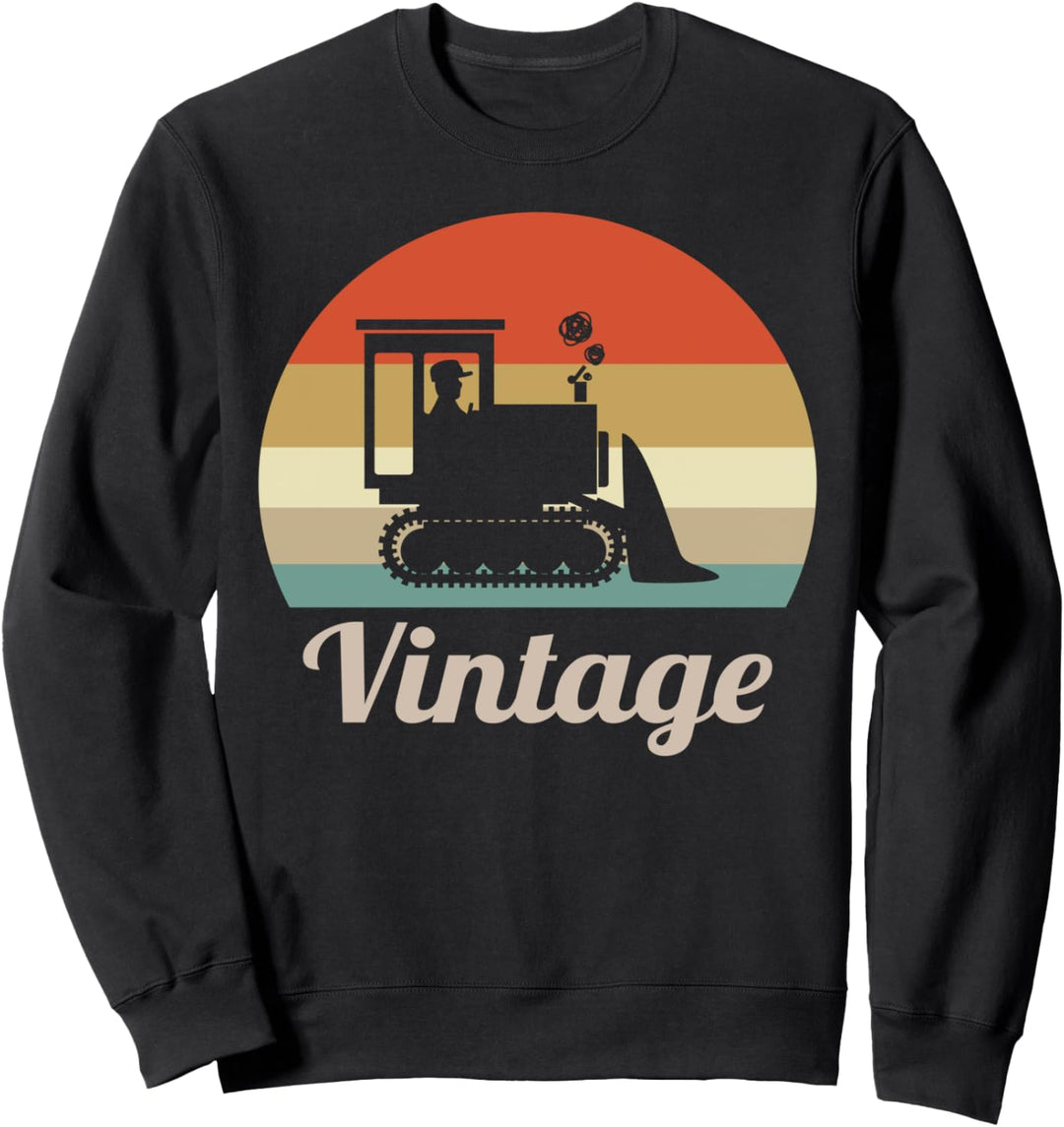 Planierraupe Schubraupe Bulldozer Kettenräumer Vintage Retro Sweatshirt