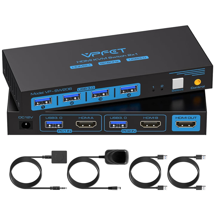 8K@60Hz KVM Switch HDMI 2 PC 1 Monitore USB 3.0 KVM-Switches 4K@120Hz für 2 Computer teilen sich 1 S