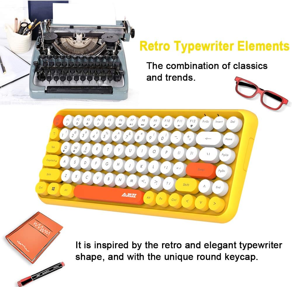 Hoopond Kabellose Bluetooth-Tastatur, Niedliche Mini-Kompakttastatur mit 84 Tasten, 2,4 GHz kabellos