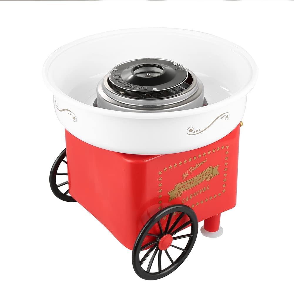 Zuckerwattemaschine 450-550 W Zuckerwatte 2 Heizröhren mit 10 Stäbchen Edelstahl Alu,Retro Cotton Ca