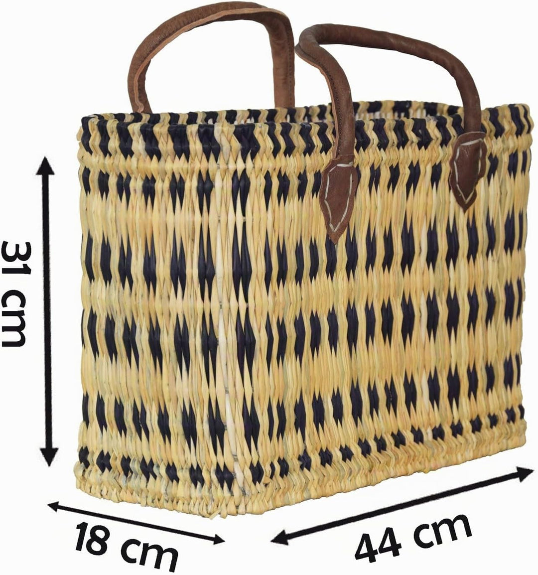 Simandra Einkaufskorb aus Seegras I geflochtene Tasche mit Ledergriff I gross mit kurzem Griff I Lil