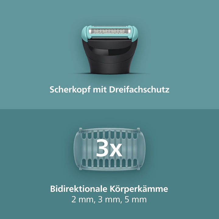 Philips Bodygroom Series 5000 – Trimmer für Männer mit Rasiersystem mit Dreifachschutz, auch zur Nut