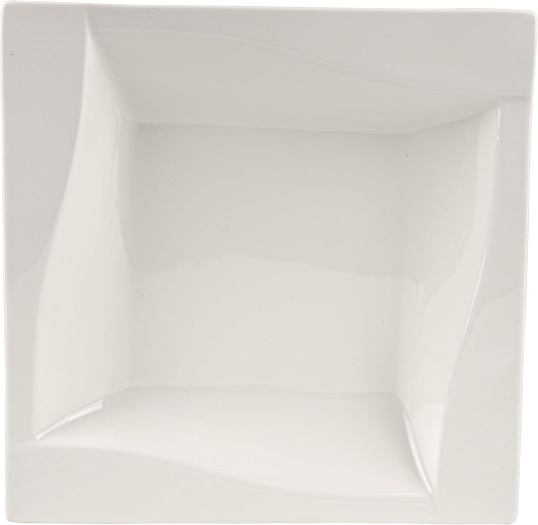 6-Tlg Suppenteller Tief aus Porzellan - 20,5 cm - Pastateller Set 6 Personen - Weiss Tiefe Teller -