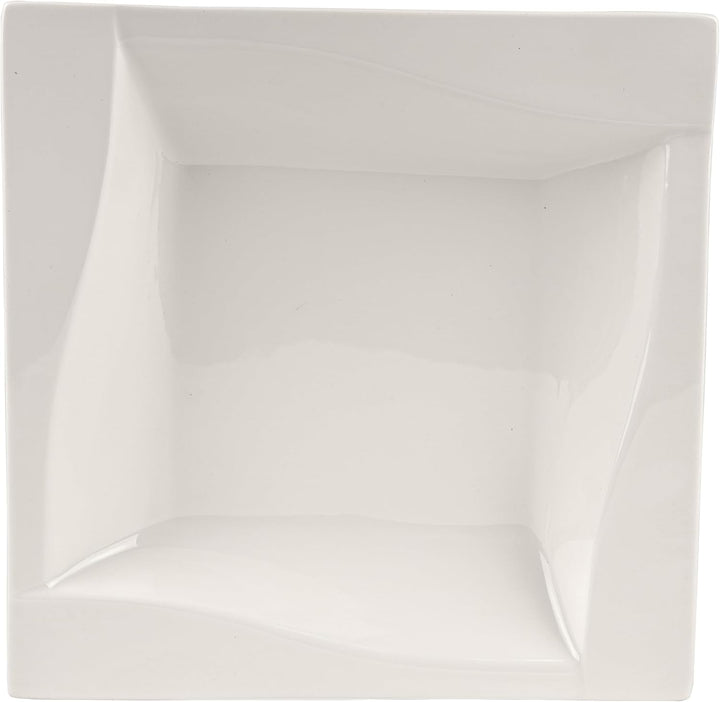 6-Tlg Suppenteller Tief aus Porzellan - 20,5 cm - Pastateller Set 6 Personen - Weiss Tiefe Teller -