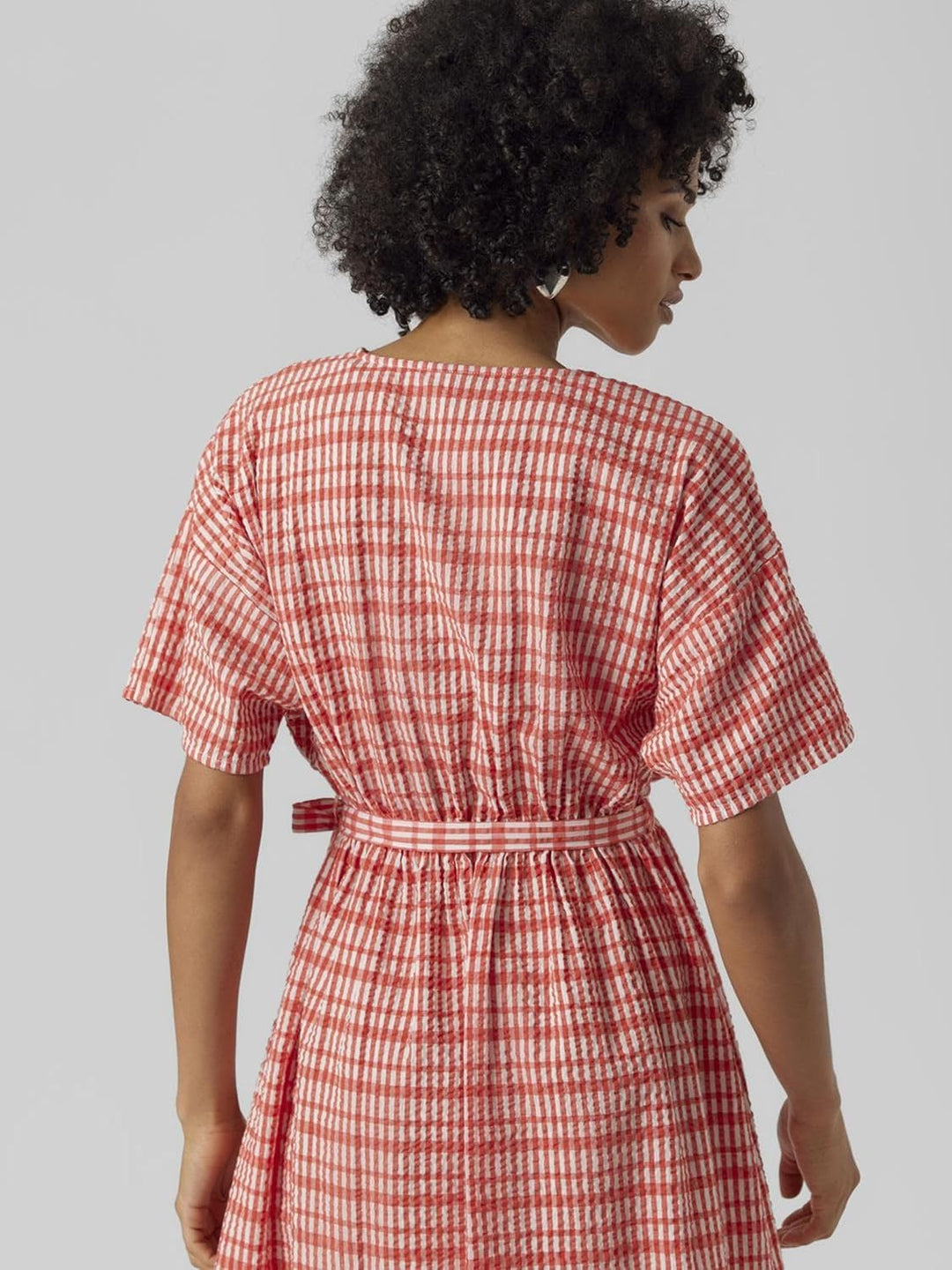 VERO MODA Damen Kleid, XS Bittersweet/Checks:snow White