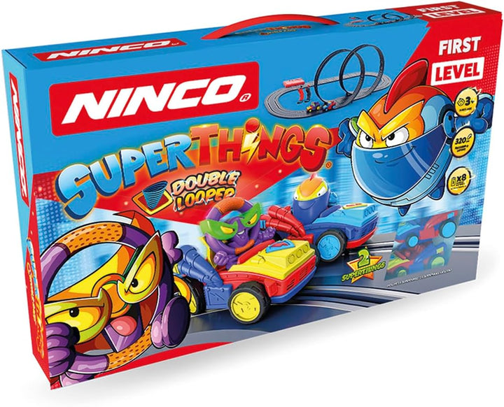 Ninco - Superthings Double Looper | Slotstrecke im Massstab 1/50 und Strecke von 320 cm | Enthält Zw