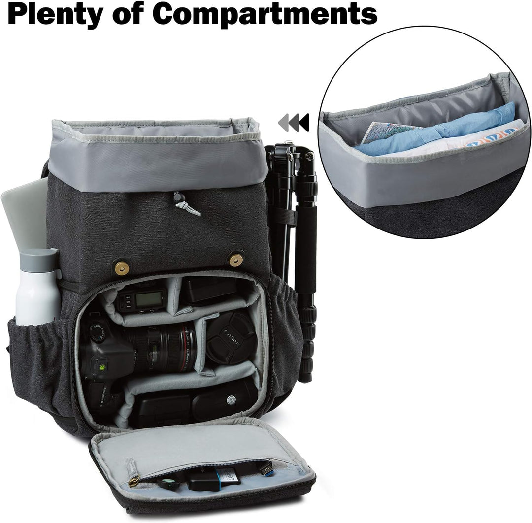 BAGSMART Fotorucksack DSLR Kamerarucksack Canvas Diebstahlsicher Wasserabweisend mit Regenschutz für