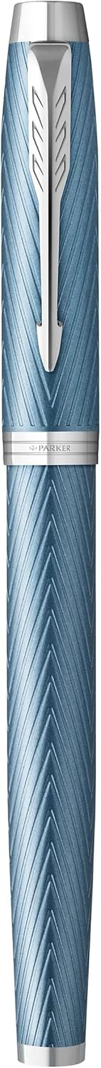 Parker IM Rollerball Tintenroller , Blaugraue Premium-Lackierung mit Chromverzierung , Feine Schreib