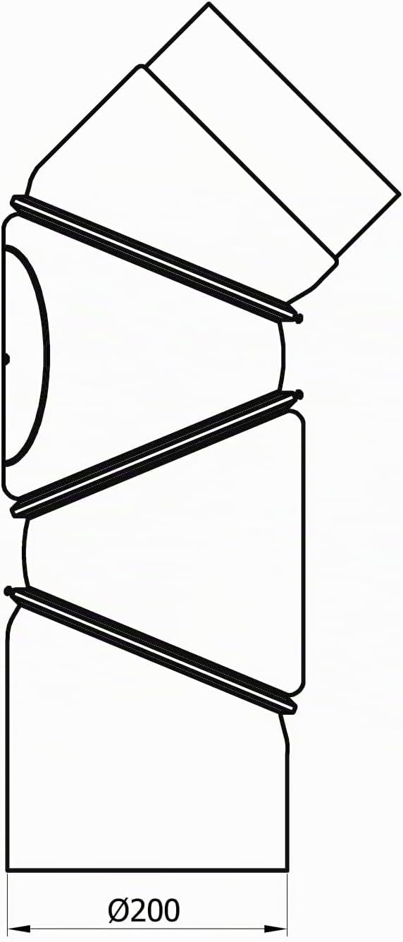 raik Rauchrohrbogen/Ofenrohrbogen Multibogen mit Tür 4-teilig 0-90° drehbar 200 mm Durchmesser 2 mm