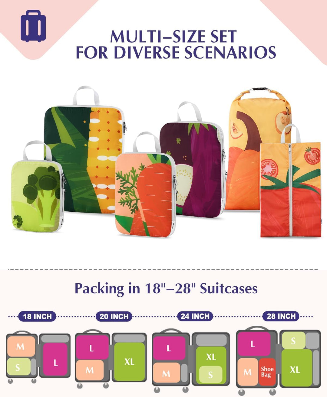 Gonex Compression Packing Cubes 6er Set, Gonex Kleidertaschen 6-teilig Verpackungswürfel, Kleidertas