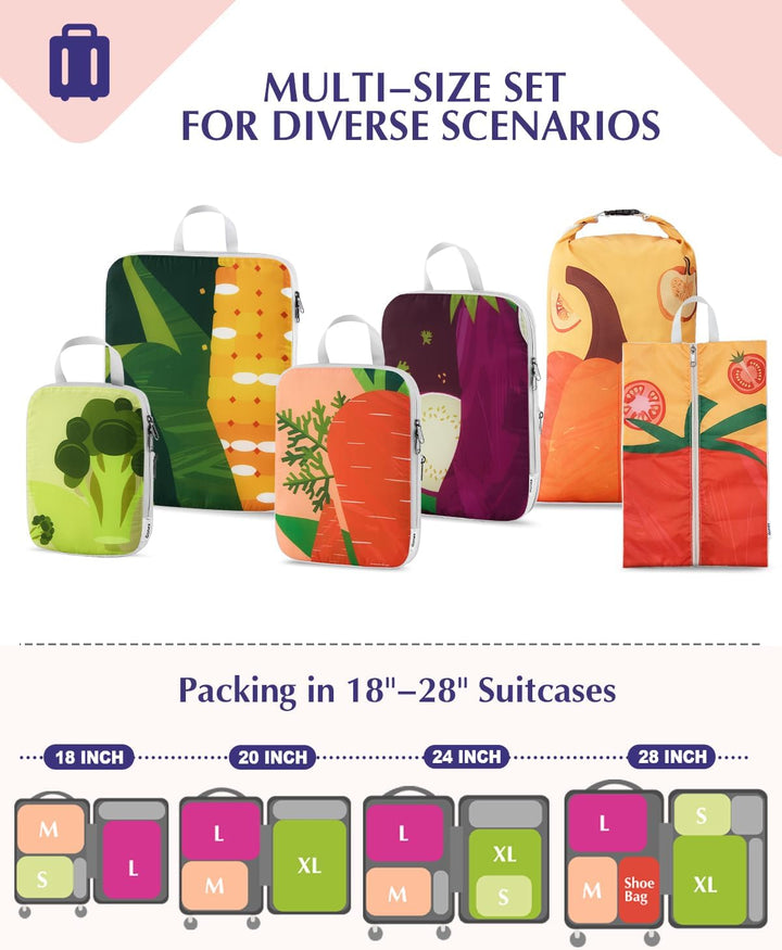 Gonex Compression Packing Cubes 6er Set, Gonex Kleidertaschen 6-teilig Verpackungswürfel, Kleidertas