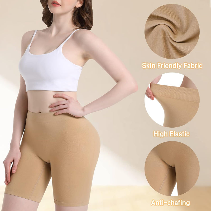 Damen Shorts Radlerhose Kurze, 3er Pack Anti Scheuern Unterhose für unter Kleider, Nahtlos Hohe Tail