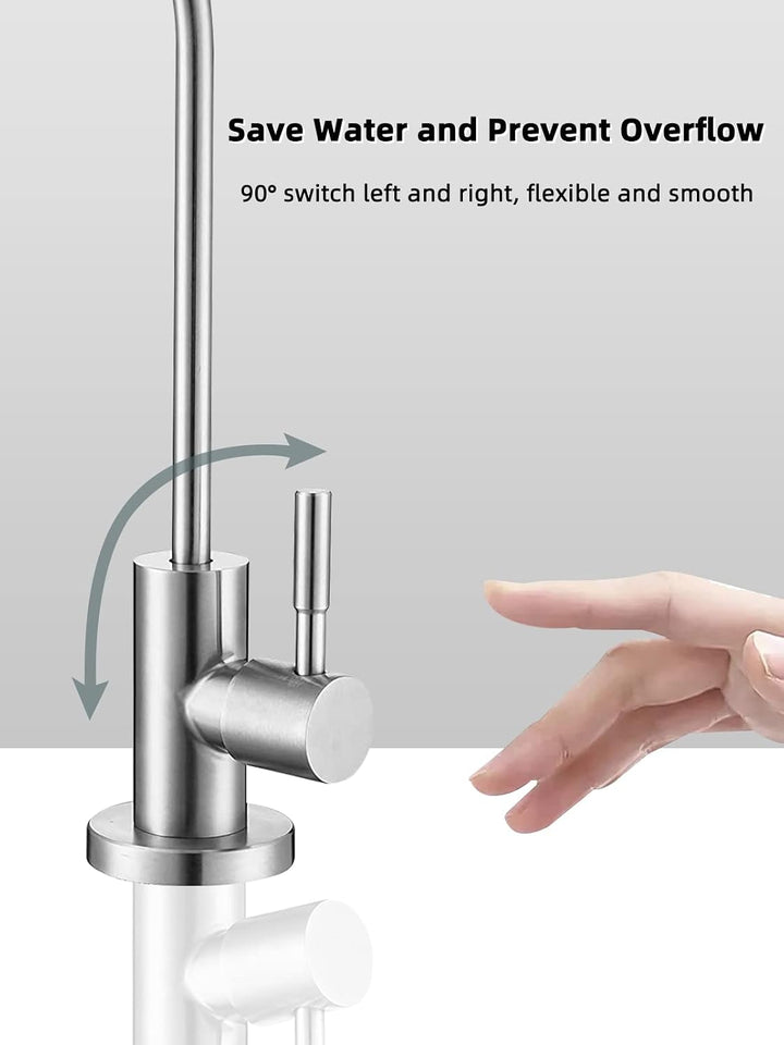 Trinkwasserhahn, bleifrei, Umkehrosmosehahn, Wasserfilterhahn für Küchenspüle, gebürstetes Nickel, S