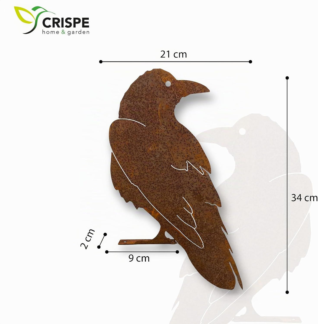 Crispe home &amp; garden Gartenstecker Edelrost - Vogel Rabe - Höhe 34 cm, Rabe
