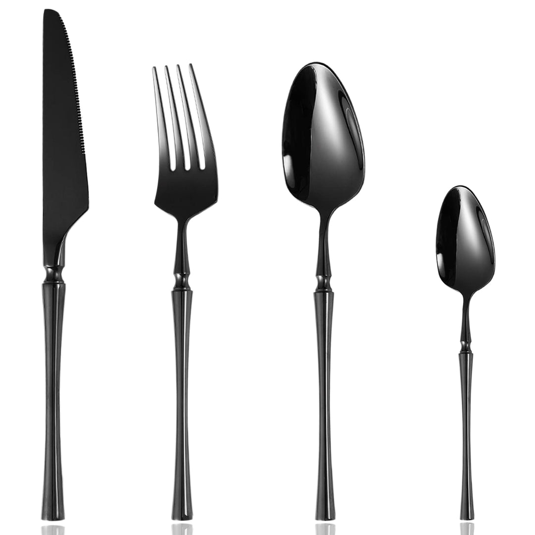 Locci Besteck Set 6 Personen, Besteck Schwarz 24 teilig, cutlery set, Edelstahl Besteck Spülmaschine