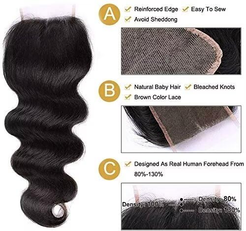 Body Wave Bundles Human Hair with Closure Körper Welle Bündel 10A Brazilian Human Hair Bundles with