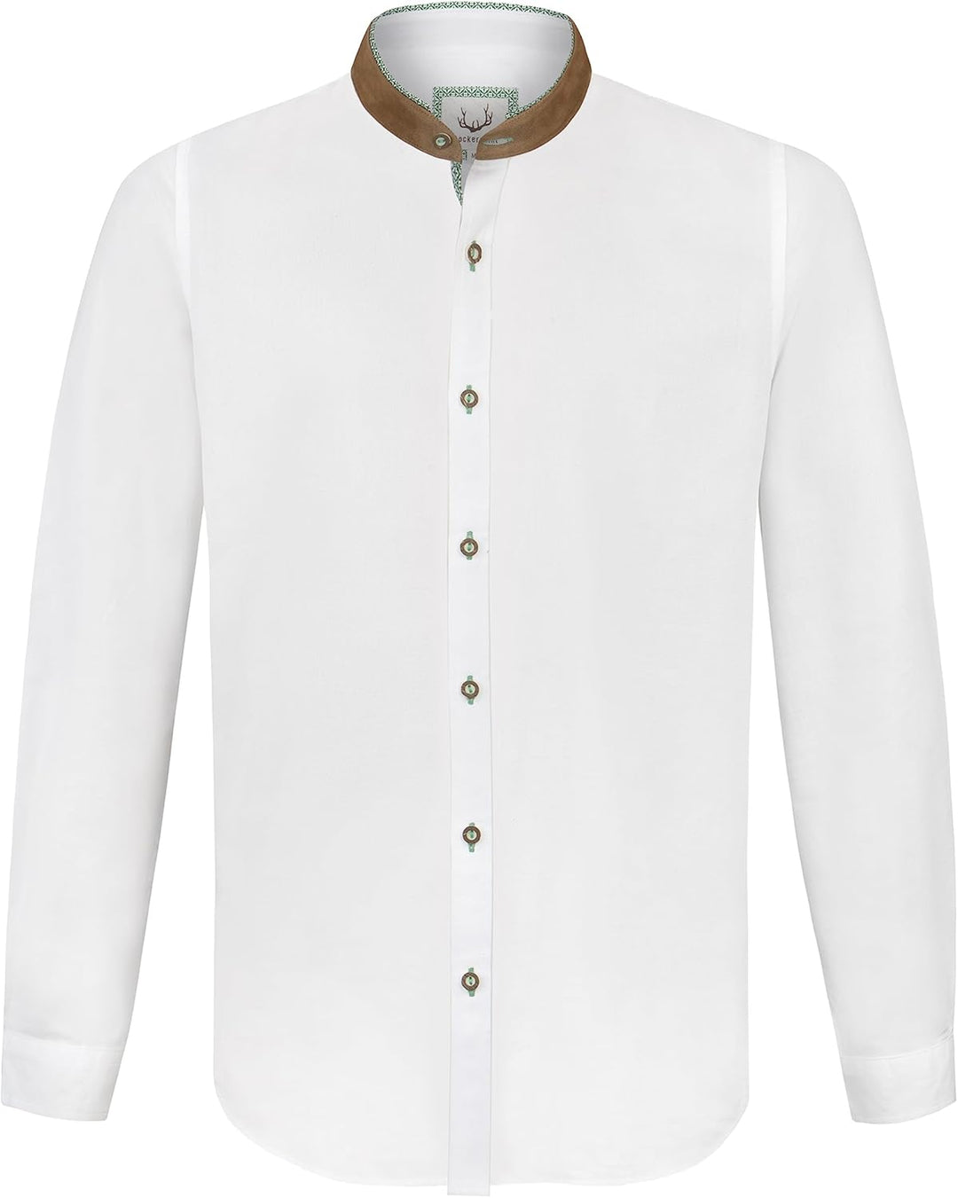 Stockerpoint Herren Heinrich Trachtenhemd 46 Weiss Grün, 46 Weiss Gr&#xFC;n