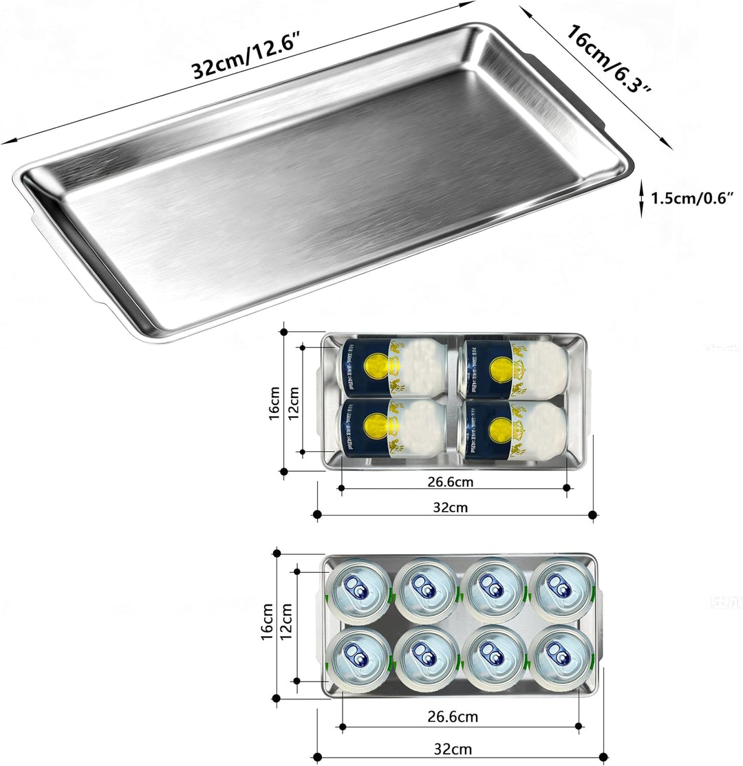 SANQIAHOME 3er Set Edelstahl Backbleche, 32 x 16 cm Rechteckige Bleche, Serviertabletts,Lebensmittel