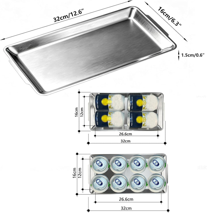 SANQIAHOME 3er Set Edelstahl Backbleche, 32 x 16 cm Rechteckige Bleche, Serviertabletts,Lebensmittel